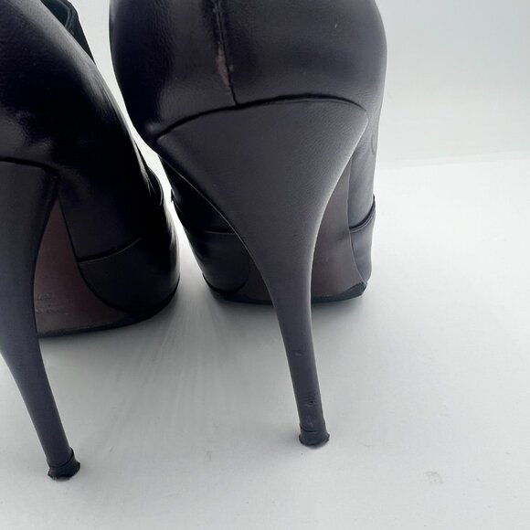 Miu Miu Eggplant Leather Ankle Boots Size 37.5 (US 7.5) - Picture 6 of 12